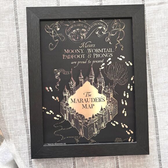 Harry Potter | Marauder's Map Wall 3D Art Print Decor Black Frame - Picture 1 of 7